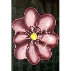 Pier 1 Imports Hand Painted Lily Figural Purple Earthenware Bowl